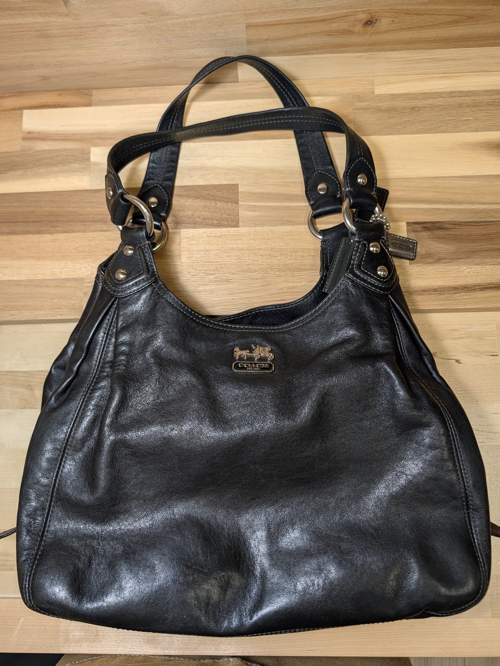 Coach Madison Maggie 14336 Black Leather Hobo Shoulder Bag Y2K